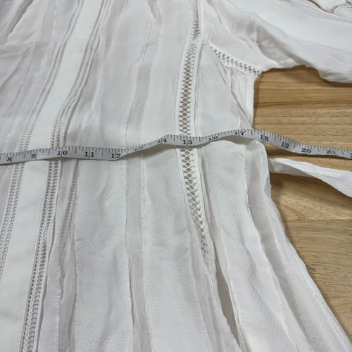 Reiss NWT Harriet Ladder Trim Flippy Mini Dress White Size 8 Long Sleeve Ruffle - Picture 9 of 16