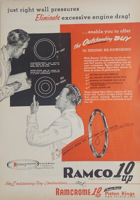 1952 Print Ad Ramco 10-UP Chrome Plated Piston Rings St Louis,Missouri