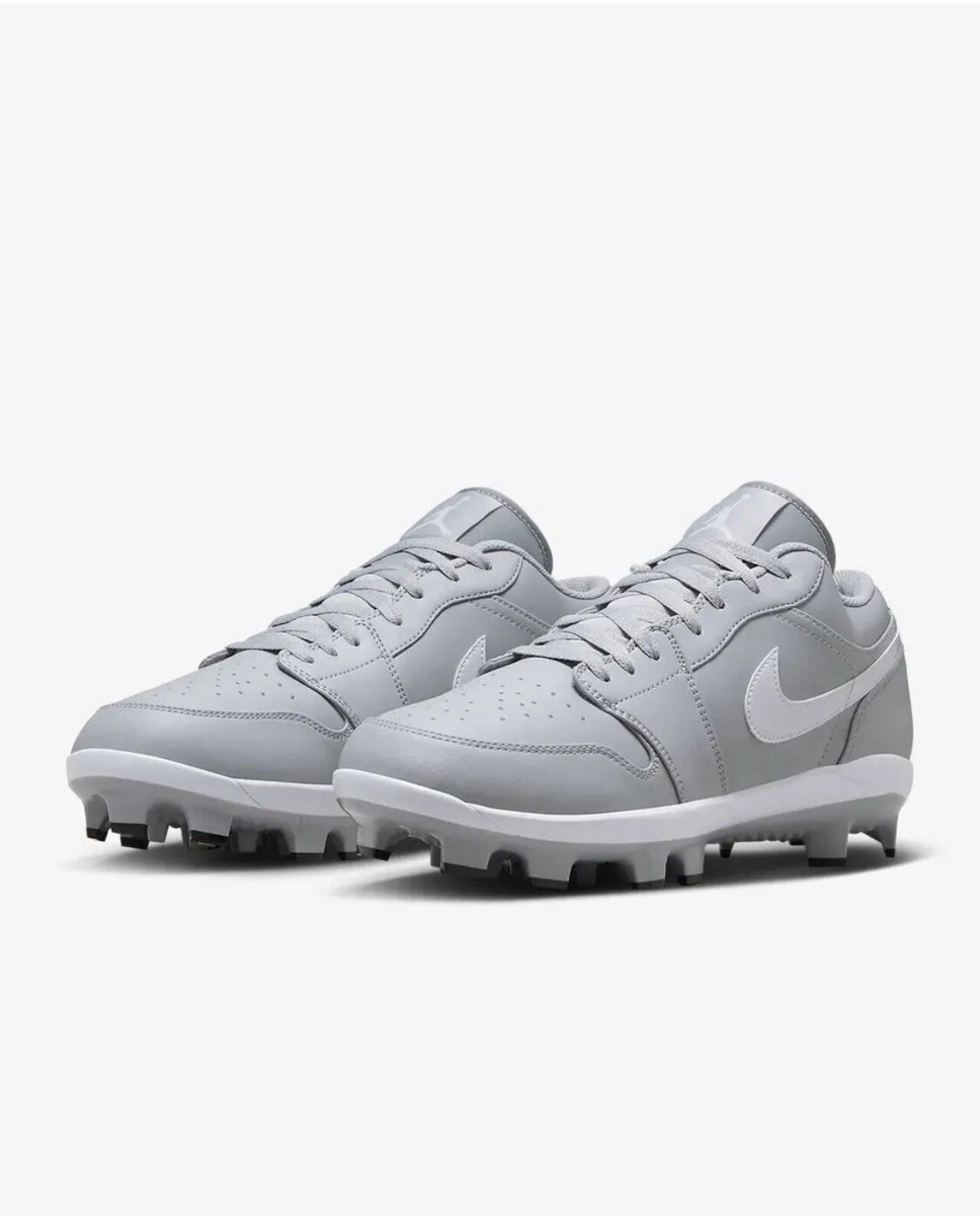 Air Jordan 1 Retro MCS Low Grey/White Baseball Cleats Size