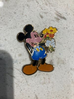 1979 Mickey Mouse Vintage Holding Flowers Vest Jacket Pin