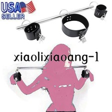 Mental Spreader Bar Binding Neck Collar Wrist to Handcuffs Slaver Set Adult