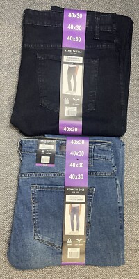 Kenneth Cole Straight Fit Stretch Denim Jeans Blue & Dark Blue NWT