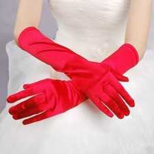 38CM Satin Stretch Glove Bridal Wedding Opera Prom Party Costume Vintage Elegant