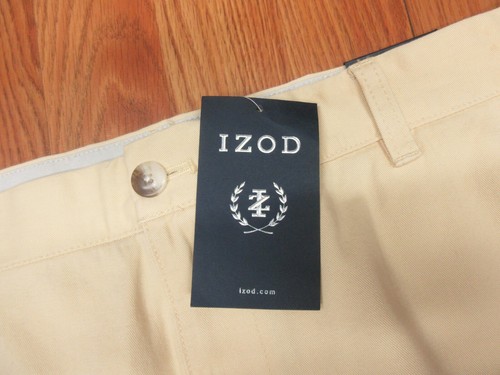 NEW! IZOD REGULAR FIT 100% COTTON CASUAL SHORTS PALE YELLOW Sz 42 - Picture 2 of 4