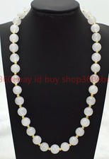 Beautiful Natural 6/8/10/12mm White Jade Round Gemstone Beaded Necklace 16-28in