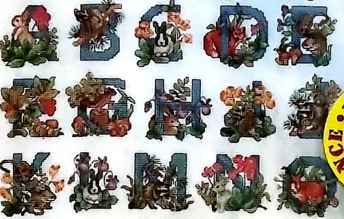 Janlynn WOODLAND ALPHABET Counted Cross Stitch Kit Animals **VINTAGE / RARE** - Picture 2 of 8
