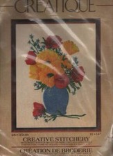 VINTAGE NIP CREATIVE STITCHERY KIT CREATIQUE FLORAL VASE