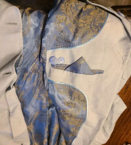 Oak River Custom Made Linen, Light Blue Blazer, Men's Size Small To Medium - Picture 2 of 16