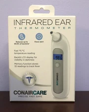 ConairCare Infrared No Contact Ear Thermometer 99.9% Antibacterial Backlit LCD