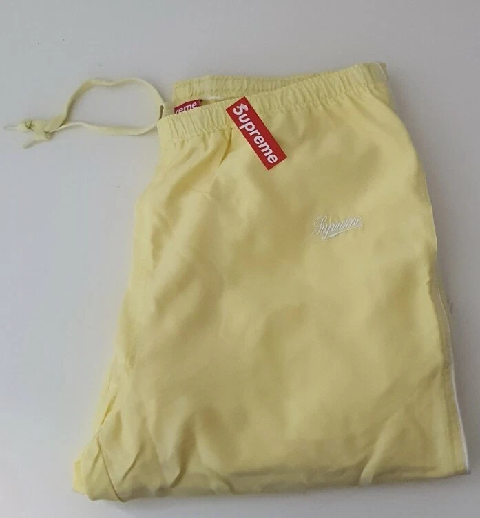 Pantalon échauffement jaune SS17 Supreme Silk Neuf avec étiquette Taille L Large