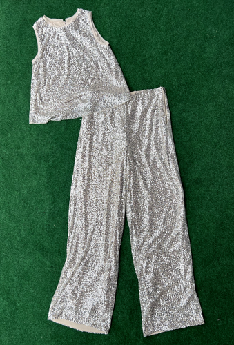 Gianni Bini GB Girls Silver Sequin Set Sz XL