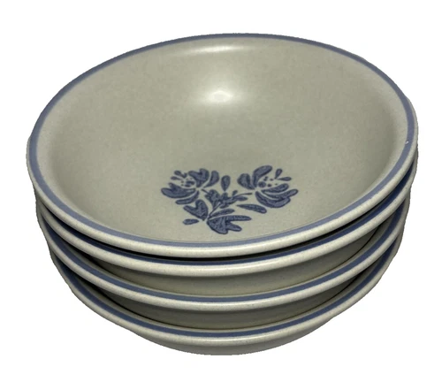 Set of 4 Pfaltzgraff Yorktowne 5.5" Blue Cereal Soup Bowls Stoneware USA EUC