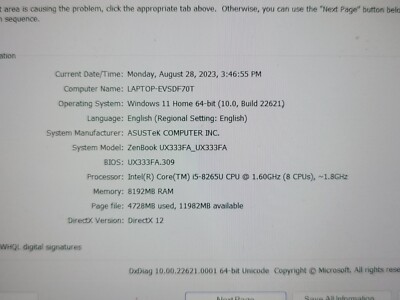 Asus ZenBook UX333F Intel Core i5-8265U 512GB Intel UHD Graphics