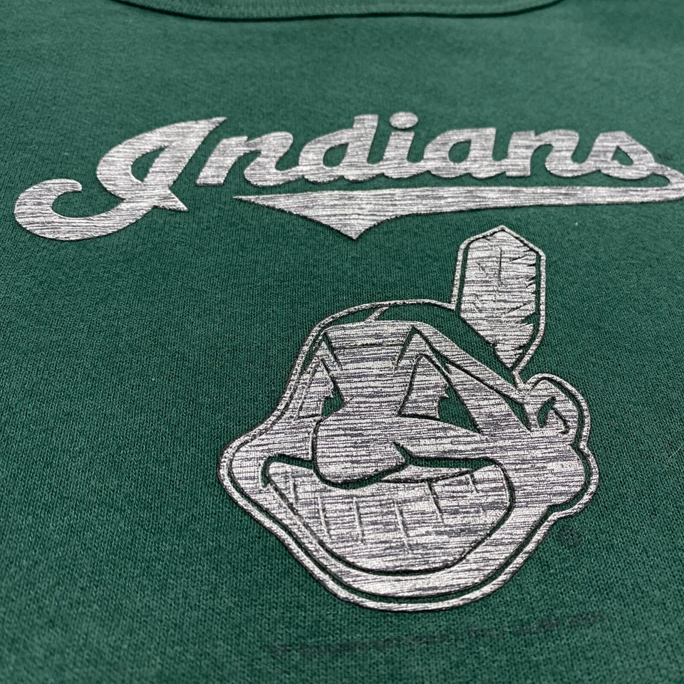 Cleveland Indians Sweater Women Medium Green MLB Baseball Vintage Sweatshirt - Image 4 of 4