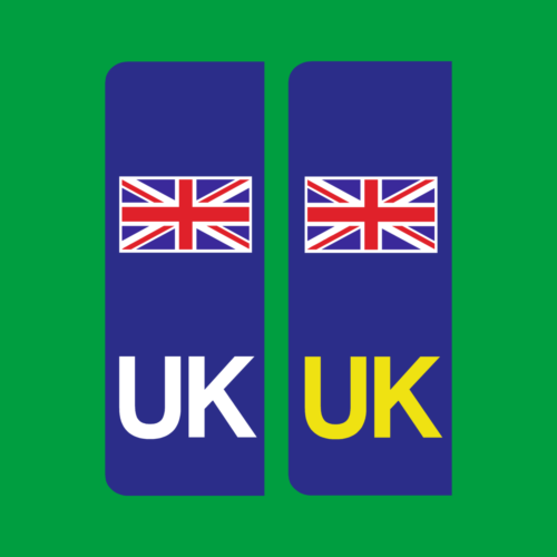 2 x UK Car Number Plate Sticker - Union Jack EU GB BREXIT DRIVING