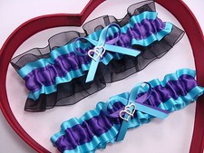 NEW Beautiful Purple Turquoise Black Wedding Prom Garters GetTheGoodStuff A 