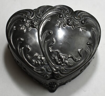 Antique Art Nouveau Jennings Bros Silver Trinket Box Footed Red