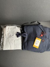 Marvelous Kids Boys Vest Suit Set New Size 12 Navy Strip