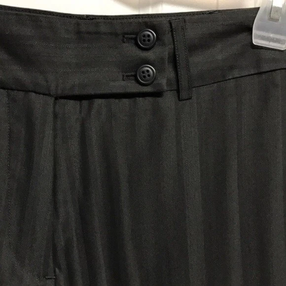 Pantalones de vestir Bogari negros a rayas mezcla de seda tiro medio elásticos pierna sabia talla 6 Foto 3 de 4