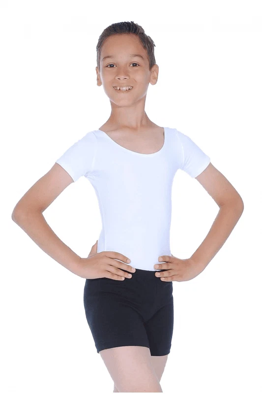 ROCH VALLEY Boys Men Leotard Short Sleeve Cotton/Lycra Dance Ballet White (Adam)