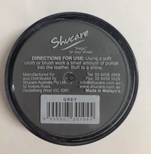 GREY Shoe Polish Cream - for  Leather SHOES / BOOTS/ Bags SHUCARE
