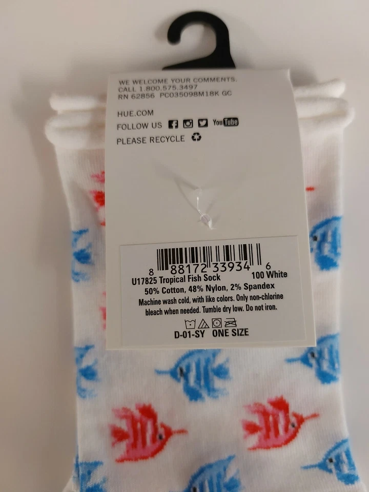Calcetines enrollables al tobillo con estampado de peces tropicales HUE para mujer rojo blanco azul Foto 4 de 4