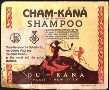 Cham-Kana Du Kana Paris Dry Powder Shampoo Pouch Woman Silhouette Cherub 1940s