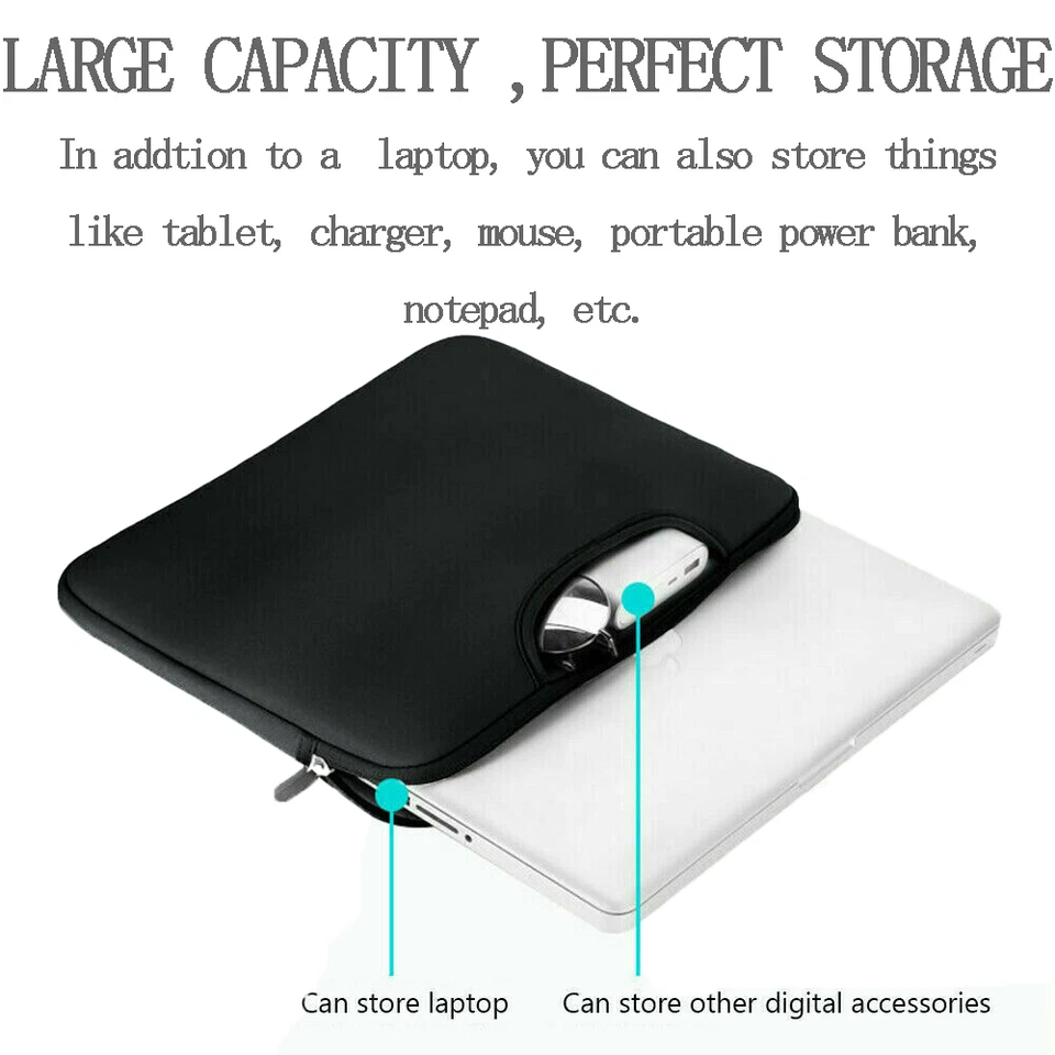 Capa bolsa estojo laptop 14"/15,6" com alça para Macbook Air Pro Lenovo Dell EUA - Imagem 4 de 4