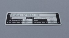 Typenschild Anhänger beschriftet für 2 Achsen, Kfz, Auto, nadelgeprägt - Var. 2