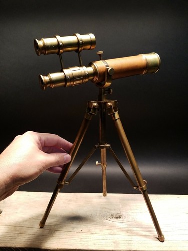 Vintage Antique Style Solid Brass Telescope & Brass Tripod