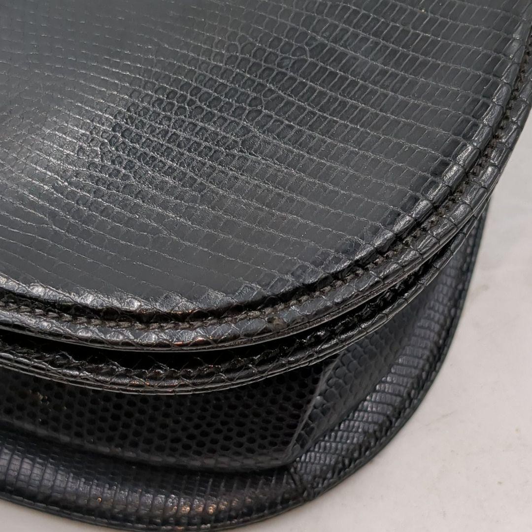 GUCCI Lizard Horsebit Shoulder Bag Snaplock Leather Black Gold Hardware Vintage thumbnail 22