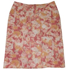 Talbots Coral Pink Abrstract Floral Skirt Size 8