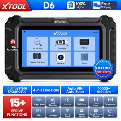 XTOOL D6 Car OBD2 Scanner Lifetime Free Diagnostic Tool Full System Scan CANFD