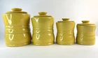 RARE Frankoma HARVEST SUNFLOWER YELLOW Canisters Set of 4 Sugar Flour Coffee Tea