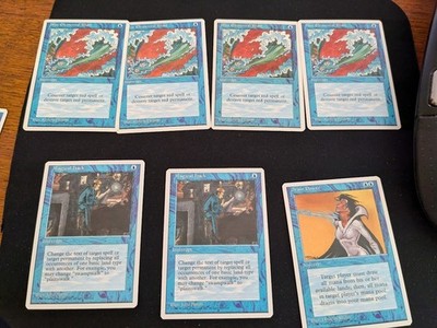 MTG 7-card blue lot - 4th Edition - NM - Magical Hack/Drain Power