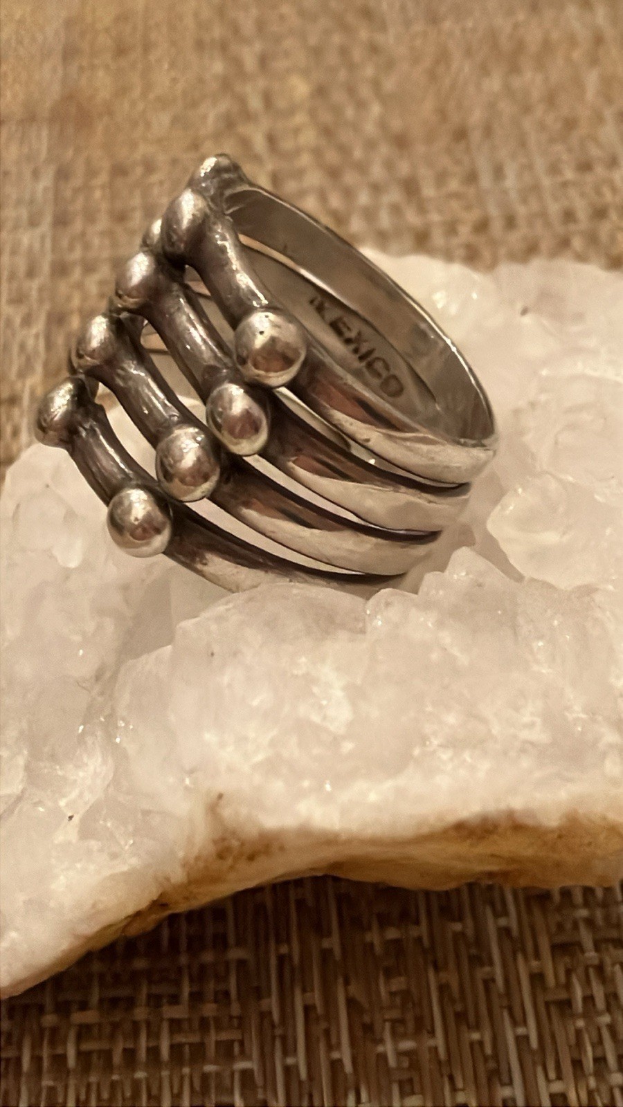 Modernist Four Layer Stack Ring Sterling Silver S… - image 2