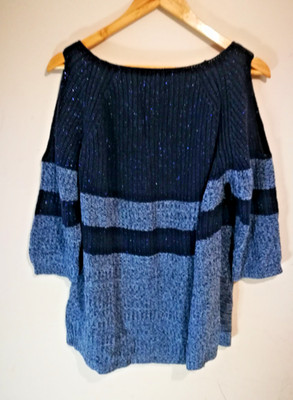 Next Grobstrickpullover glitzernd marineblau Damen UK-Größe 14 Arbeit Freizeit