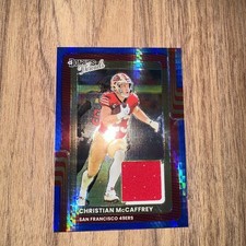 2025 Donruss Optic Christian McCaffrey Blue Hyper Threads Patch #DTH-CMY 49ers