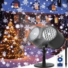 Christmas Snowflake Projector Lights Outdoor, Rotating Double Head Snowflake Lig