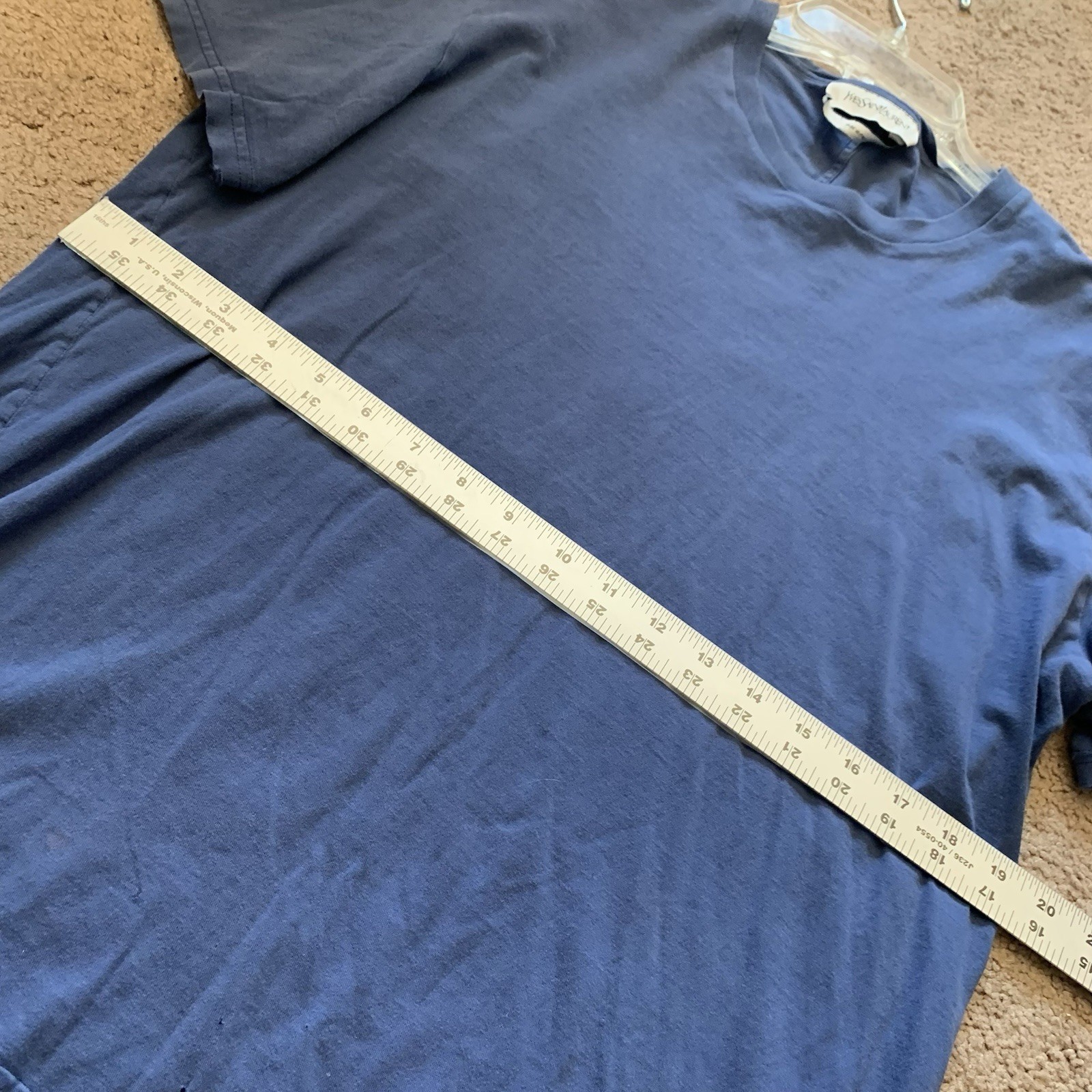 T shirt maglietta YSL YVES Saint Laurent adulto taglia XL blu manica corta stampa grafica