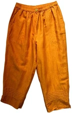 Avenue Womens Linen Blend Pull On Relaxe Pants Size 14/16 Orange Wide Leg Resort