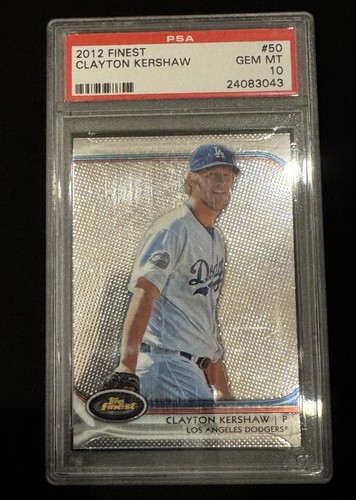 Topps Finest Clayton Kershaw 2012 PSA 10 LA Dodgers Mad Dog Low Pop - Imagen 2 de 6