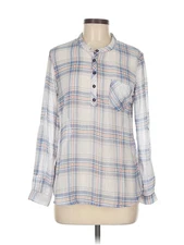 Olive and Oak Women Blue Long Sleeve Blouse M