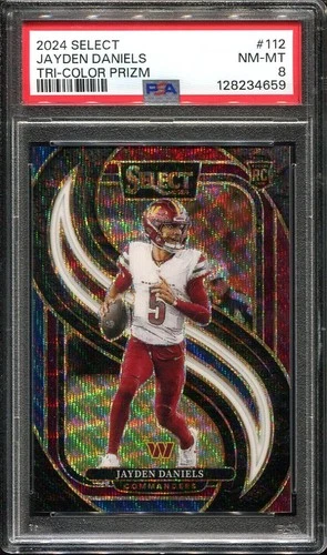 2024 Jayden Daniels Rookie Card Select Tri-Color /249 #112 Commanders PSA 8