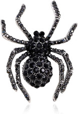 Halloween Spider Brooches Pins Punk Gothic Crystal Rhinestone Spider Insect Broo