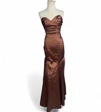 Copper Satin Strapless Maxi Dress +• FormalProm Gown