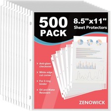 500 Pack Sheet Protectors 8.5 X 11 Inch Clear Page Protectors for 3 Ring Binder,