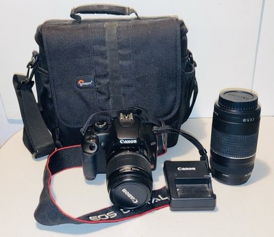 Canon Rebel EOS 1000D 10.1 w/ 2 lenses 18-55mm 75-300mm With Battery And Case