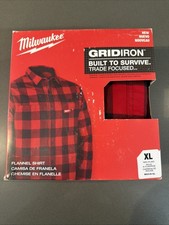 Milwaukee Gridiron Red Flannel Shirt L Heavyweight Work Shirt
