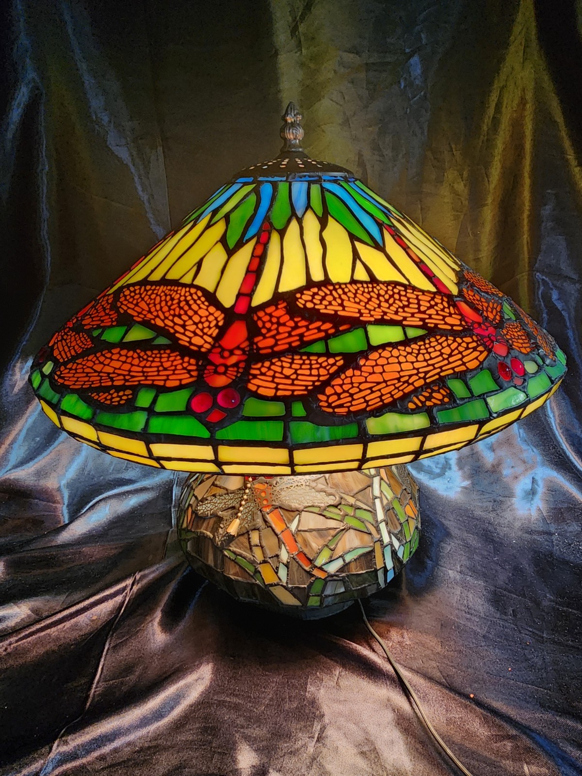Vintage Tiffany Style Dragonfly Table Lamp